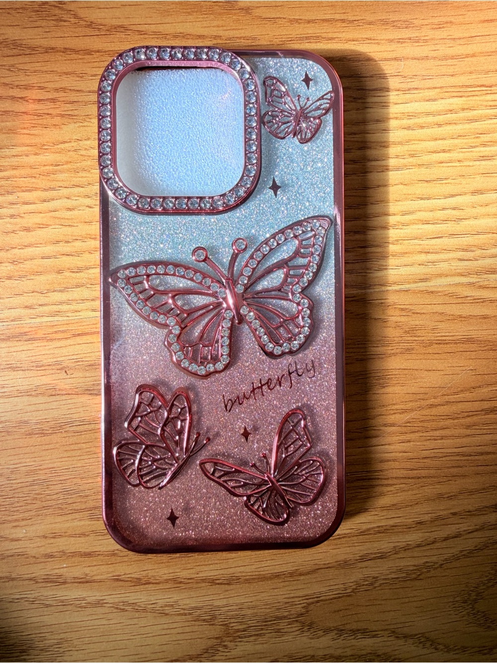 Glitter Butterfly Phone Case - Pink for IPhone 16 Pro